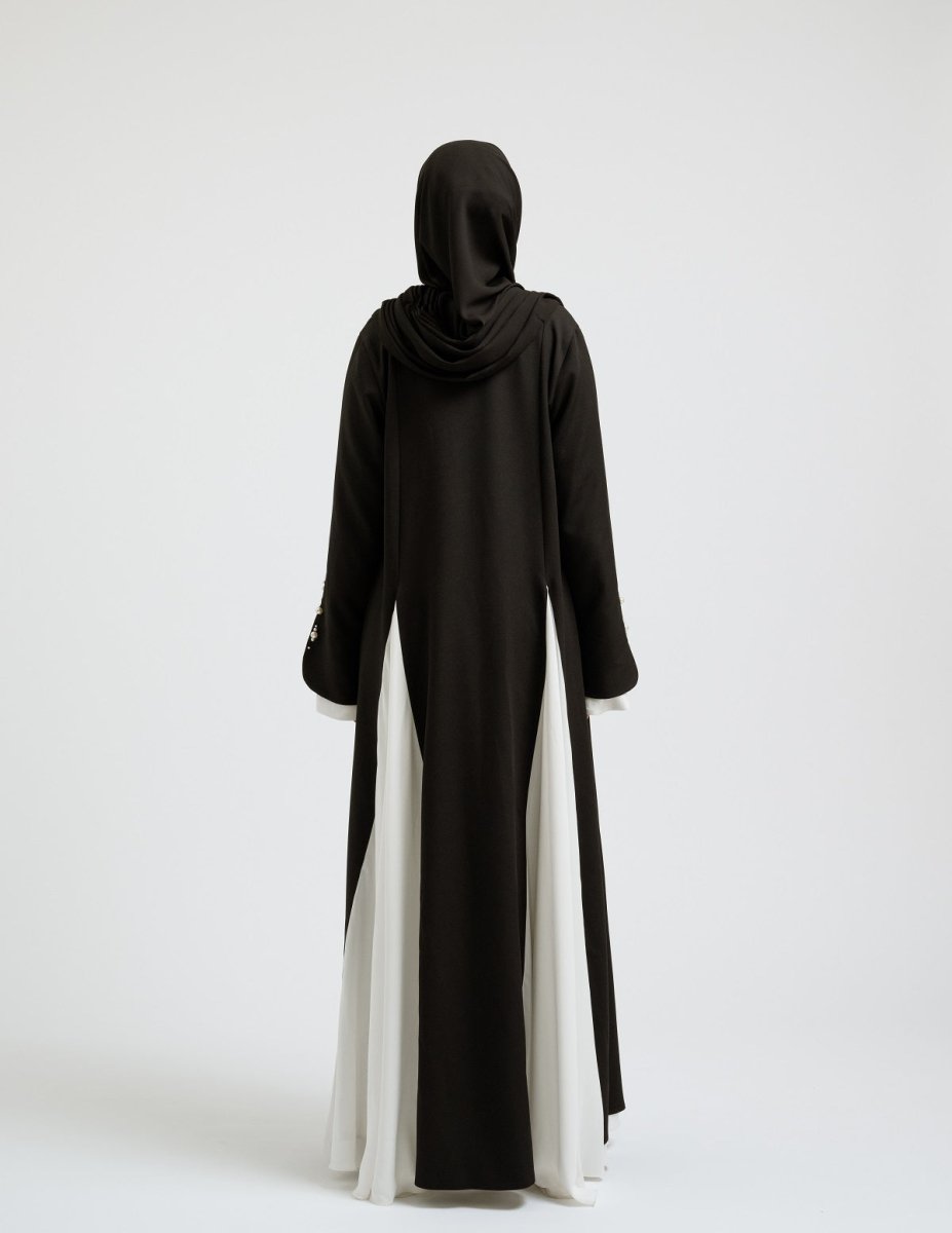 Elegant black embroidered abaya for modest fashion women - Leyannaco